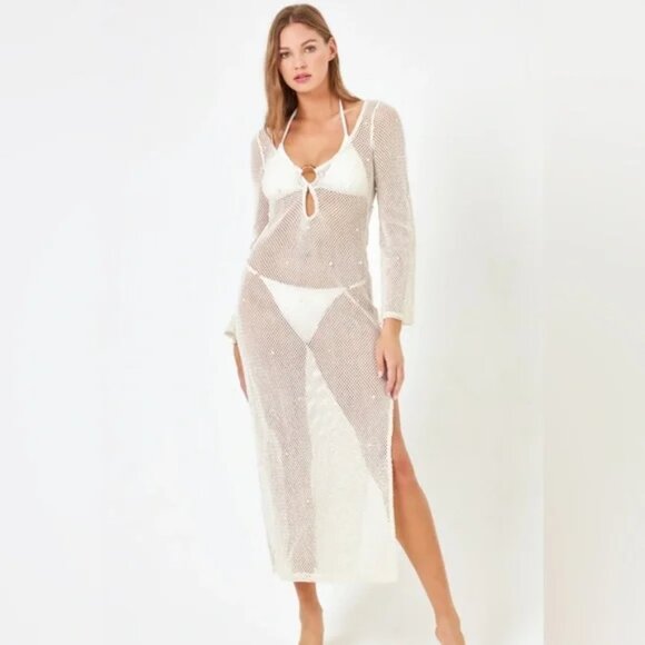 NEW L* SPACE For Anthropologie Venus Cover-Up Dress Cream Size 1X - Picture 1 of 6